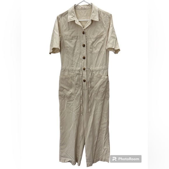 Marine Layer Khaki Button Down Jumpsuit Size Medium - Picture 1 of 8